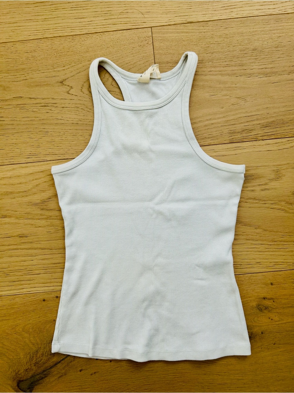 Sezane White Ribbed Racerback Tank